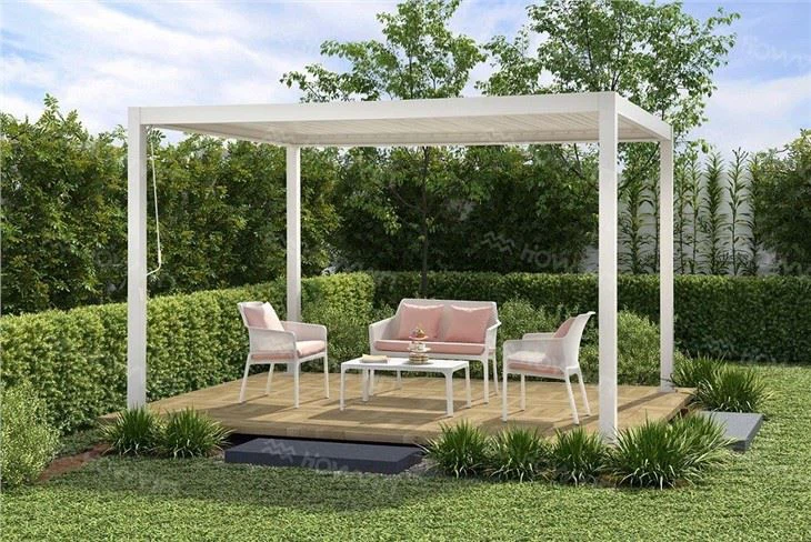 Howvin Wall Mounted Metal Pergola Outdoor Electric Sunshade Courtyard Pergola Garden